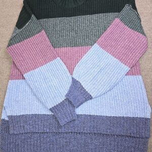 American Eagle Outfitters Multicolor Striped Oversized Pullover Cozy Sweater